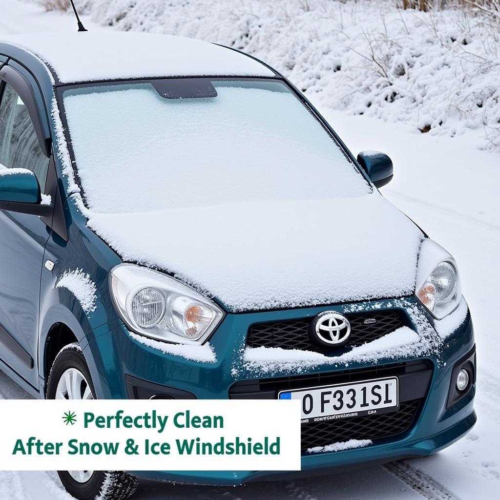 Car With Clean Windshield After Snow Removal