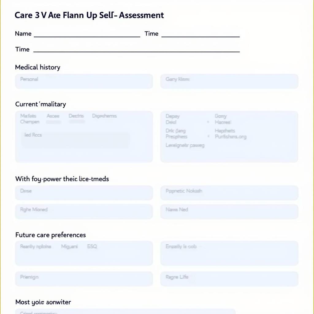 Care and Support Planning Self Assessment Form