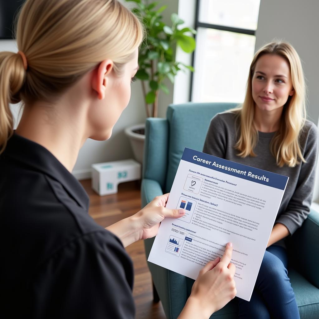 Psychologist using career assessment tools in a session with a client