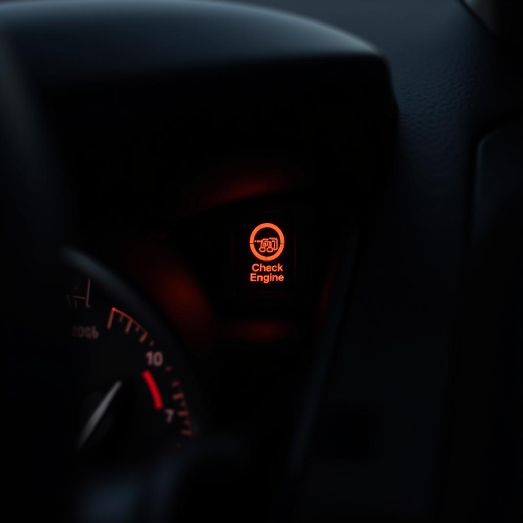 Check engine light illuminated on a car's dashboard