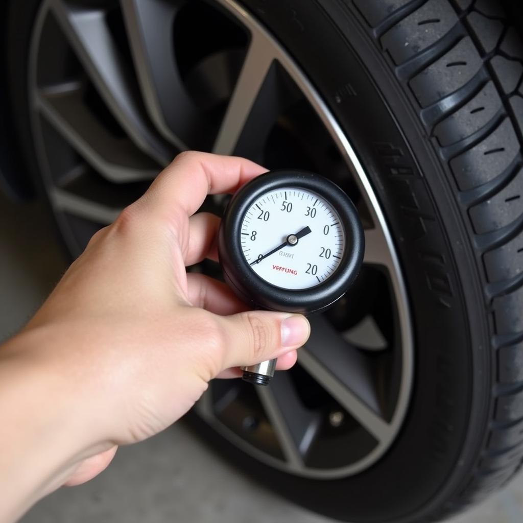 Checking Tire Pressure with a Dial Gauge