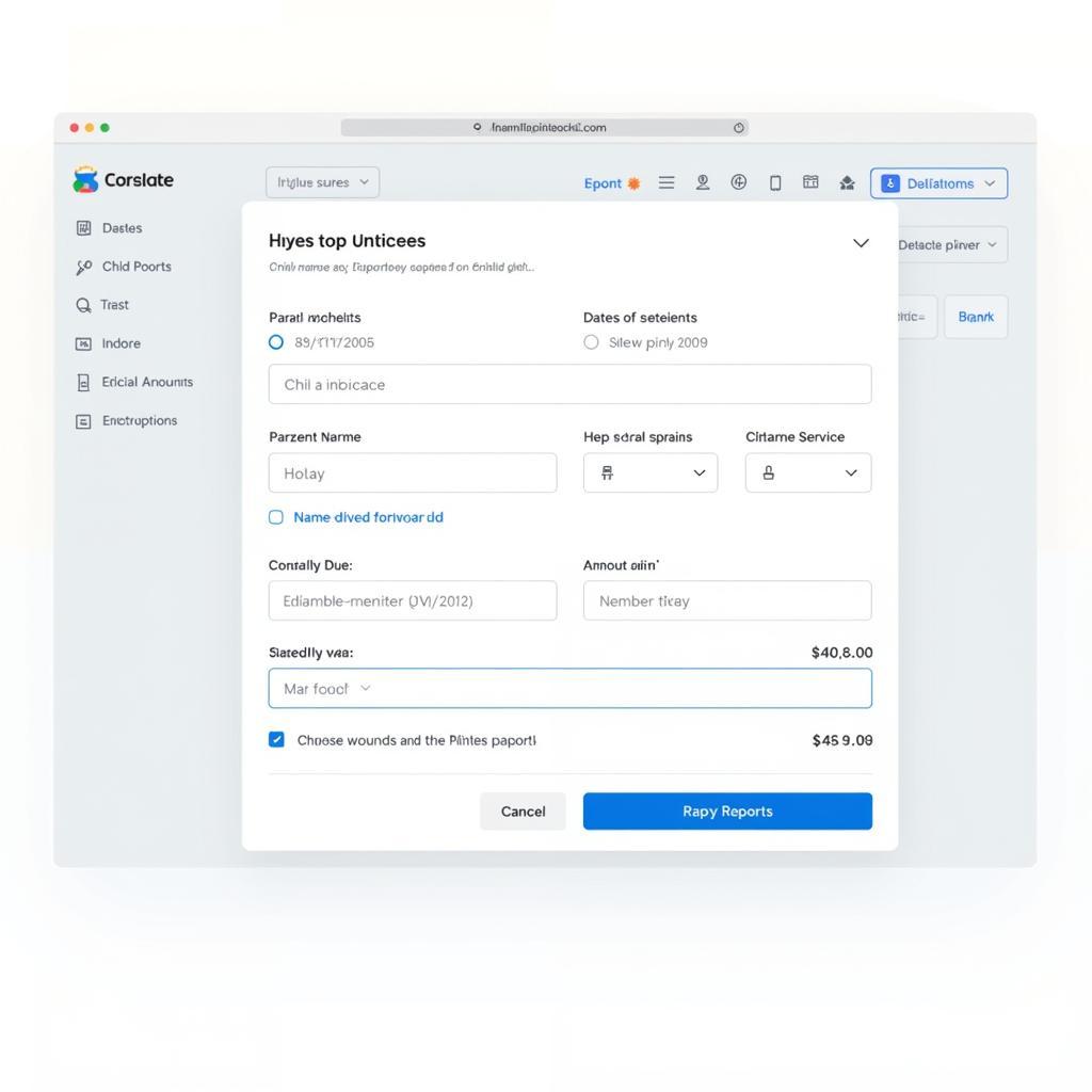 Example of a Child Care Invoice Software Interface