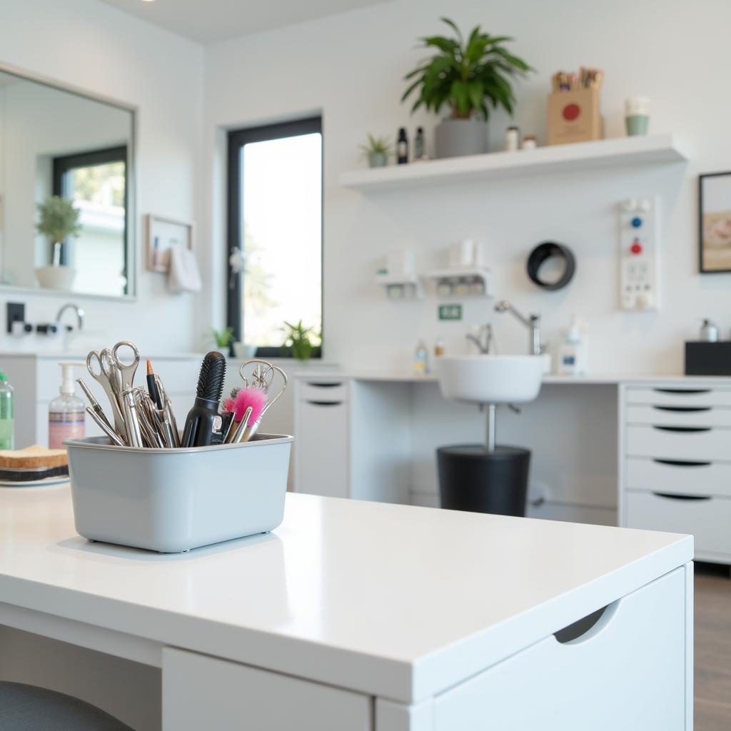 Clean Nail Salon Workspace