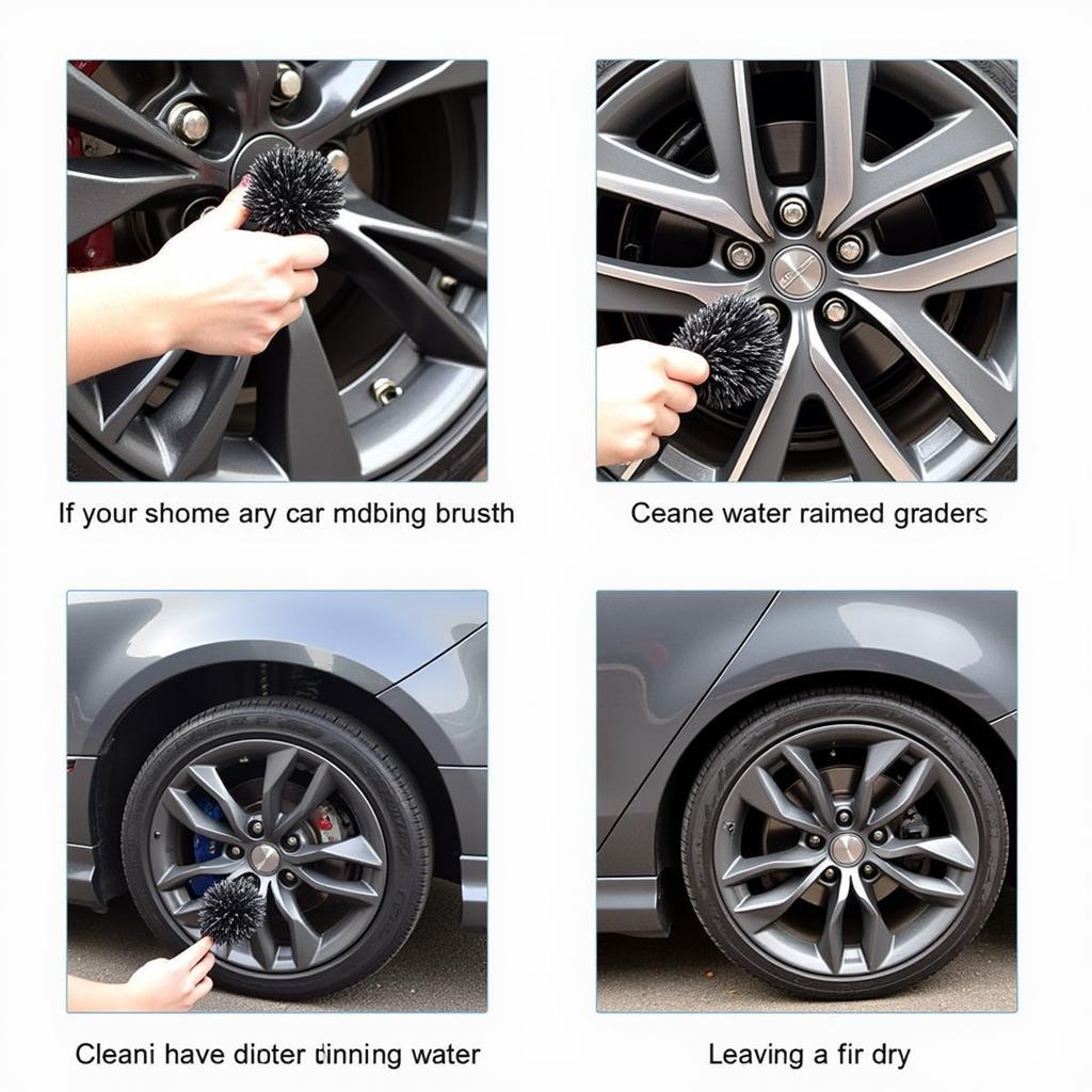 Cleaning and Drying Car Rim Brushes