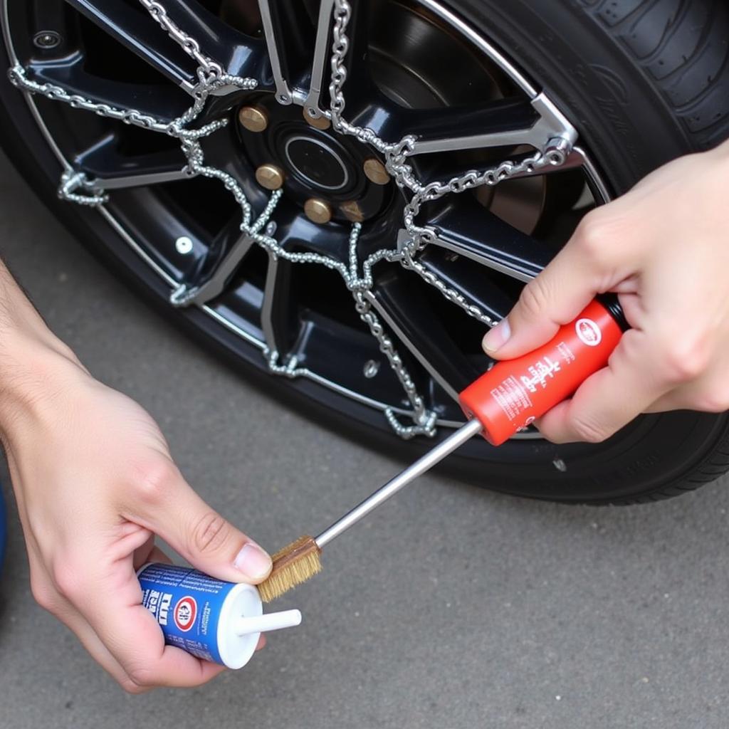 Cleaning Car Tire Chains