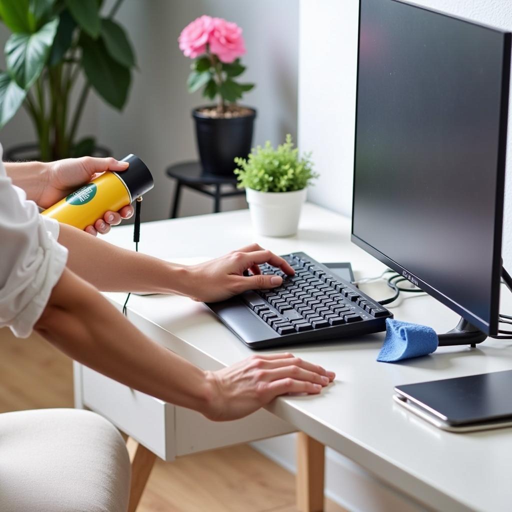 Cleaning ICT Equipment like keyboards and screens