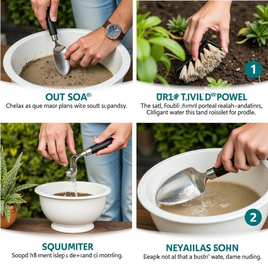 Cleaning a Garden Trowel