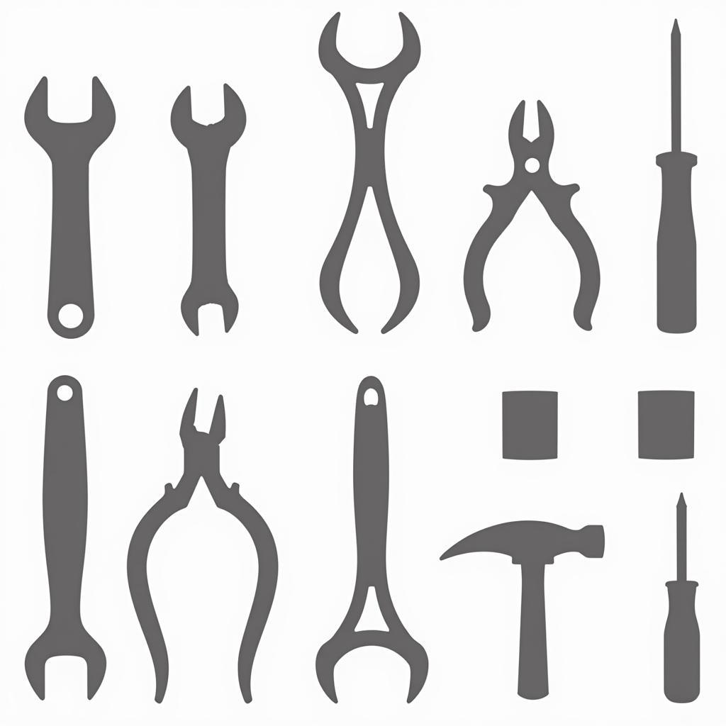 Common Car Tool Silhouettes and Names