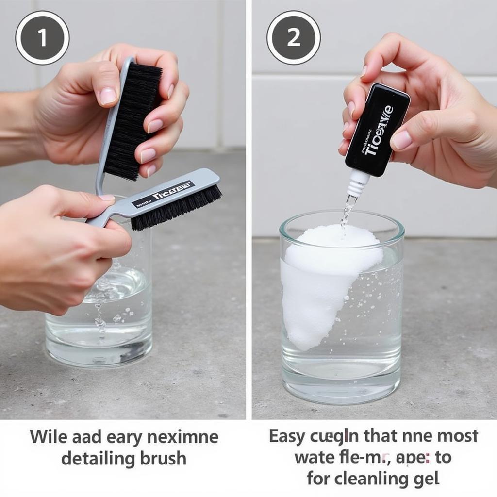 A comparison of Ticarve cleaning gel with traditional cleaning methods for car detailing tools.