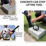 Concrete Car Stop Lifting Tool in Action