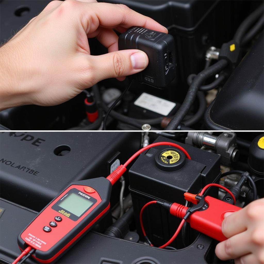 Connecting a Car Battery Tester to the Terminals