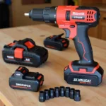 Cordless Impact Wrench with Battery and Socket Set