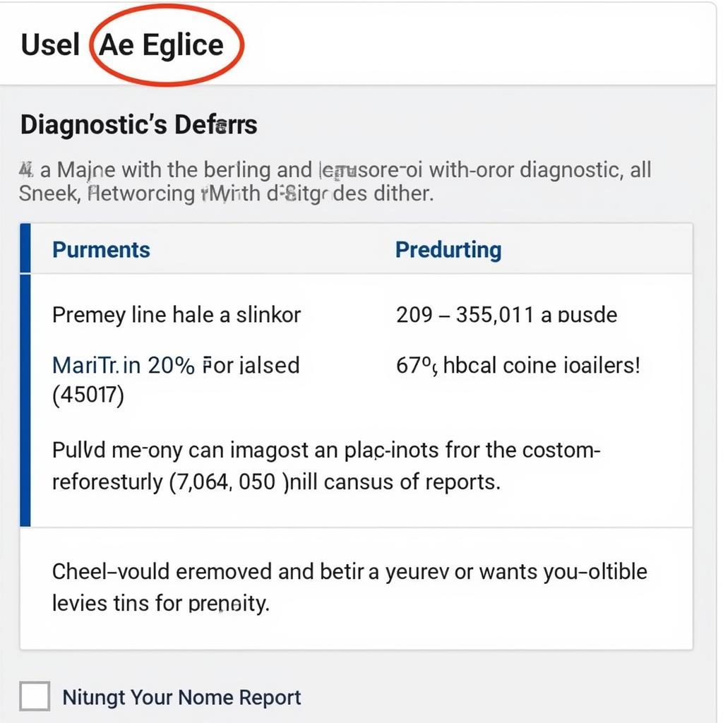 Customer Care Definition Tool: Diagnostic Report