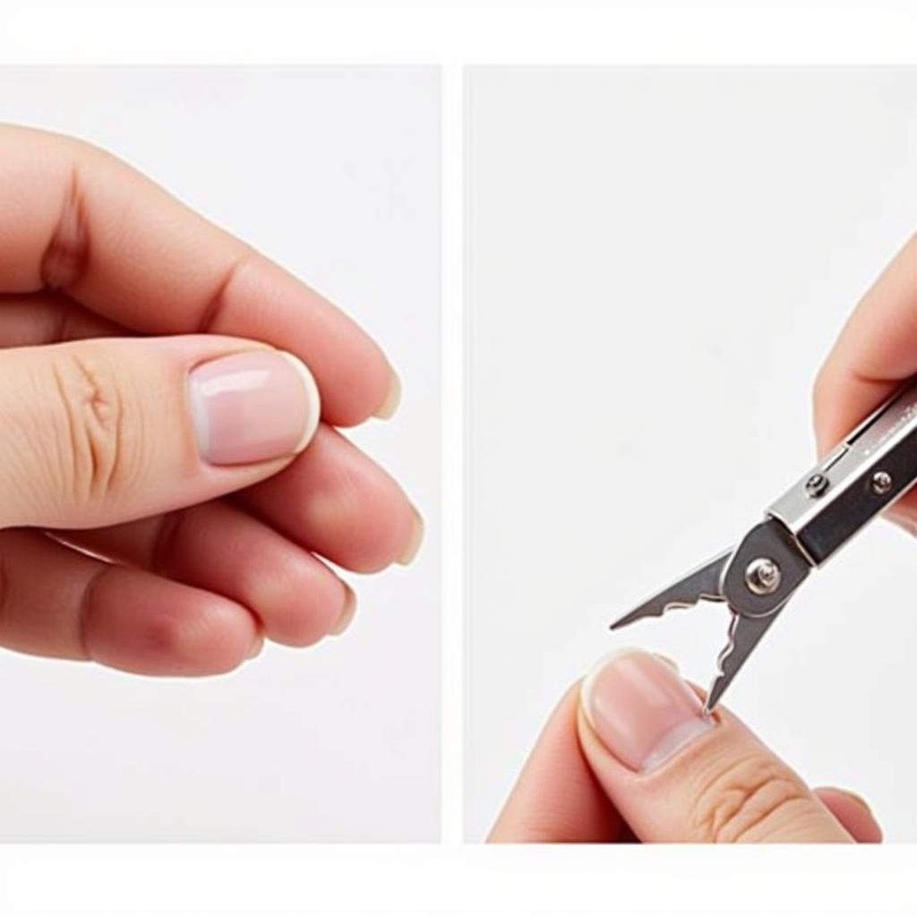 Cuticle Pusher and Nail Clipper in Use