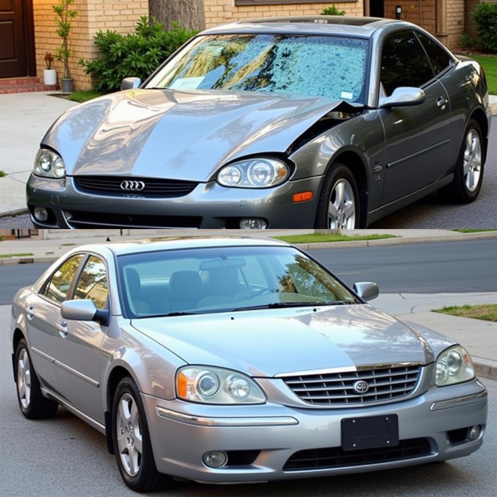 Damaged Car After Tool Throwing Incident