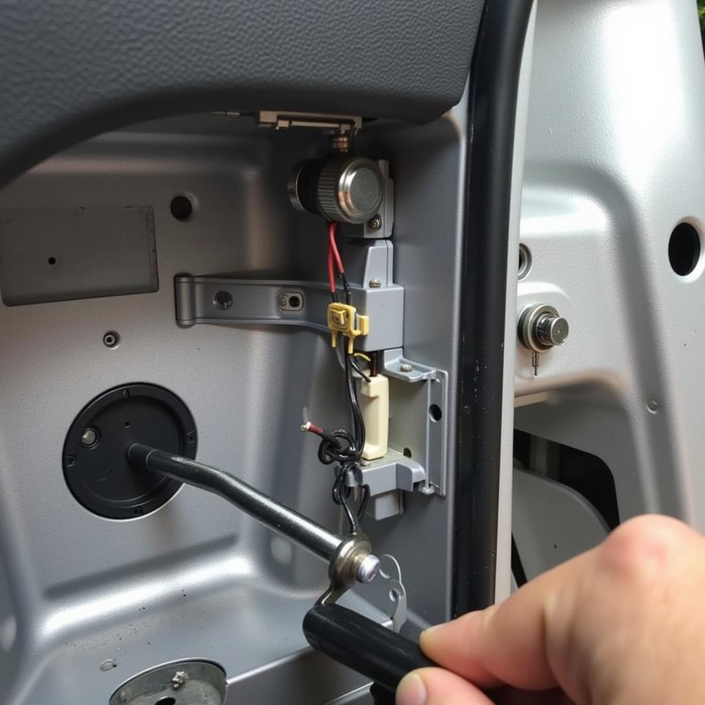 Damaged Car Door Lock Mechanism