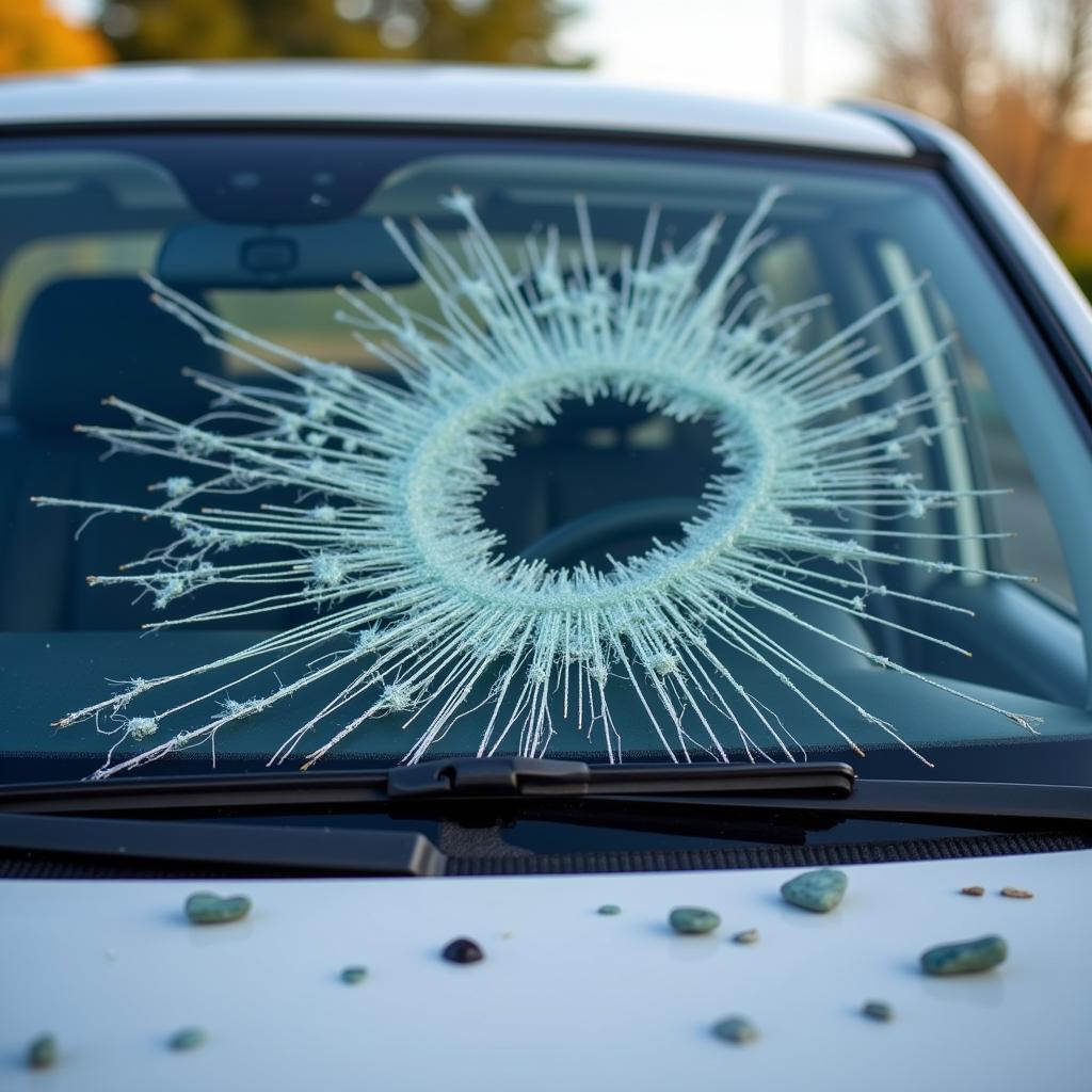 Car Damaged by Flying Debris