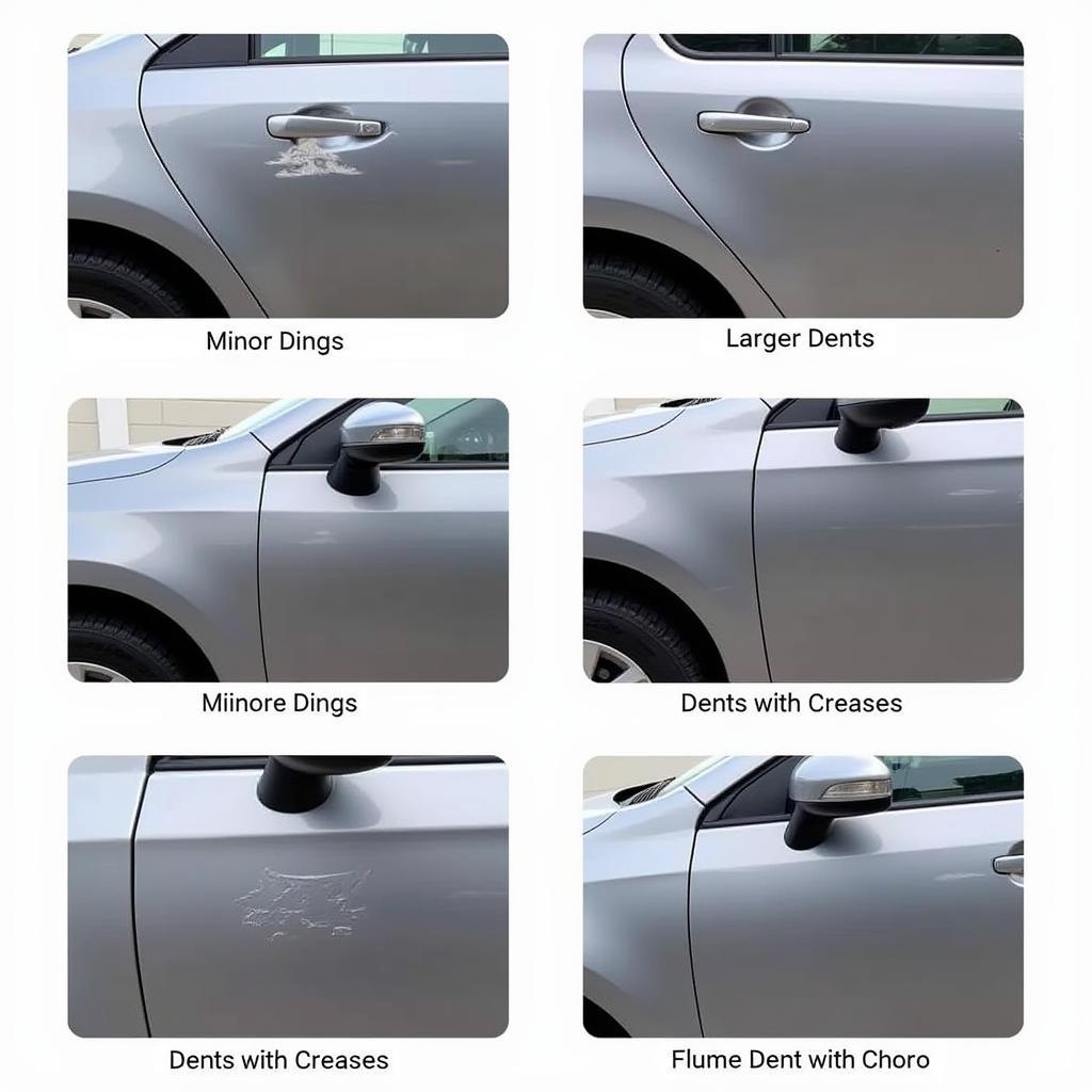 Comparison of different car dent types