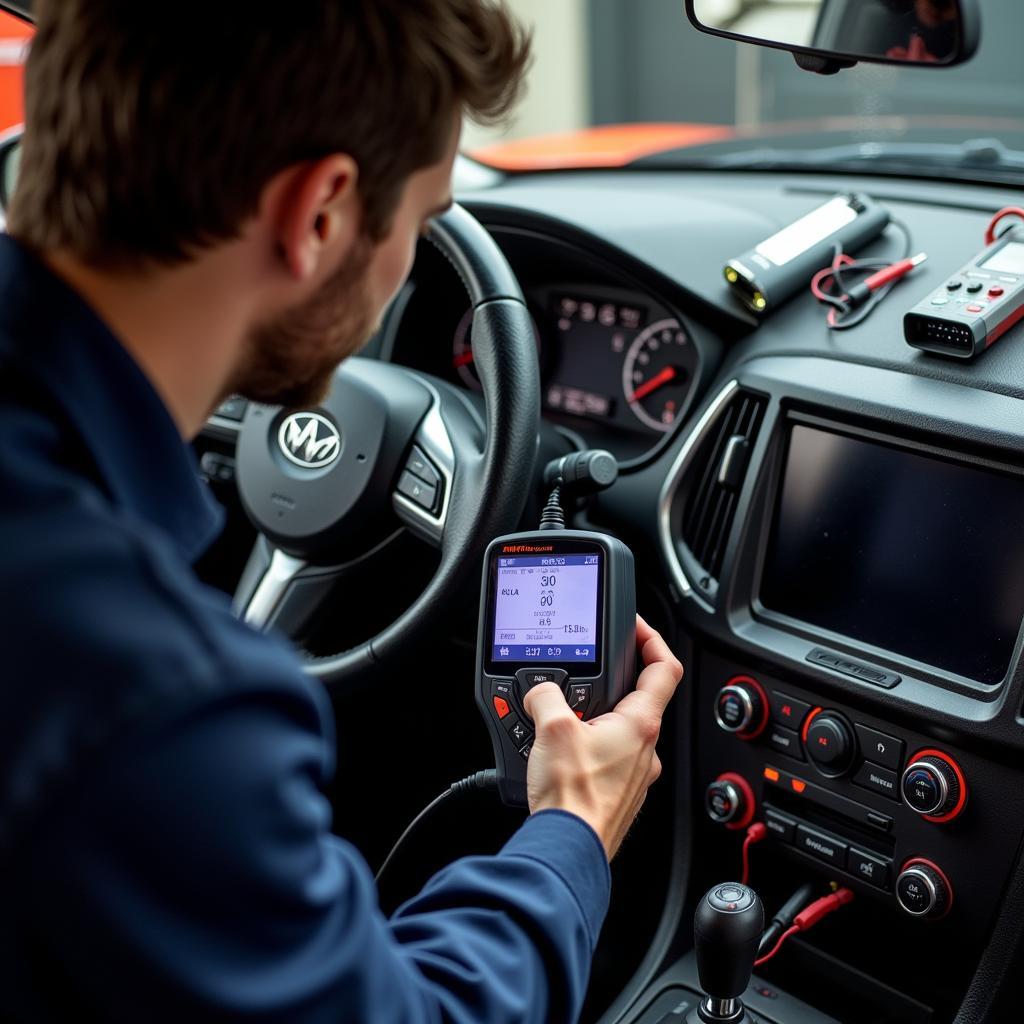 Diagnostic Tools in a UK Car Garage