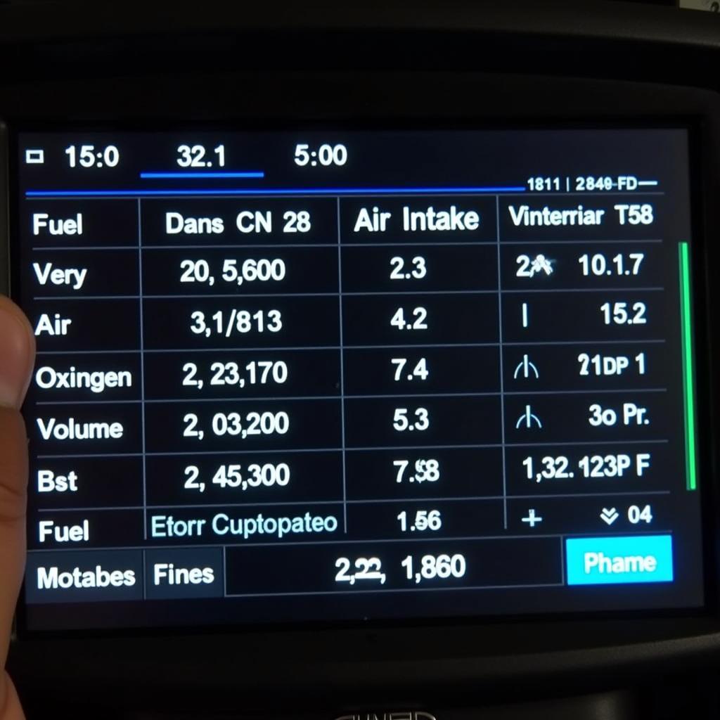 Diagnostic Tools Displaying Fuel and Air Readings