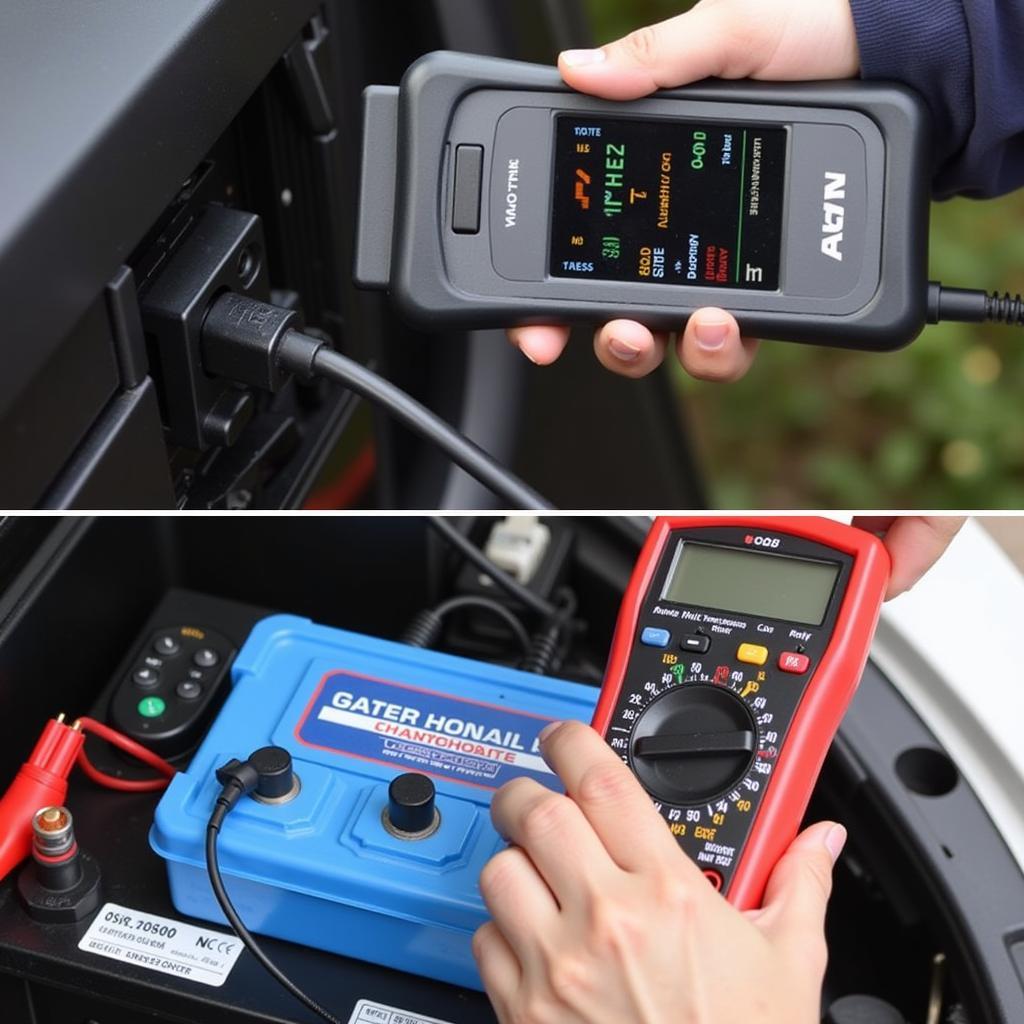 Car Diagnostic Tools: OBD-II Scanner and Multimeter