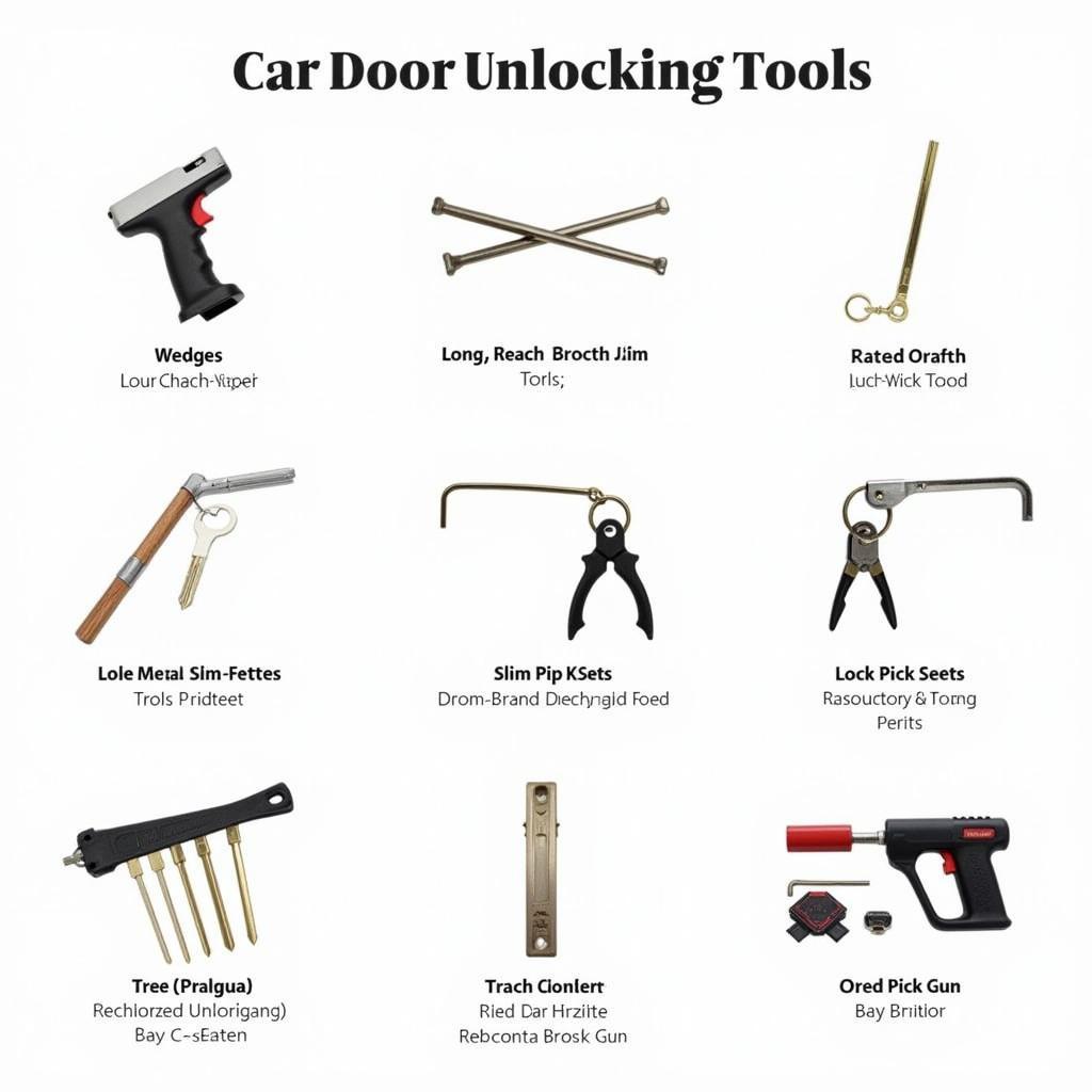 Variety of Car Door Unlocking Tools