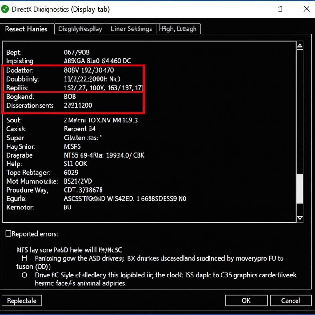 DirectX Diagnostic Tool Display Tab