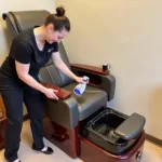 Disinfecting hand spa equipment with an EPA-registered solution