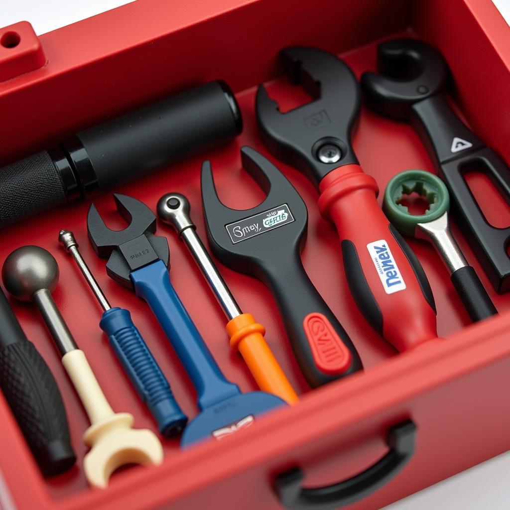 Close-up of Tools in a Disney Pixar Cars Tool Box