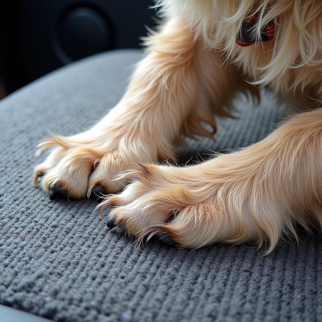 Dog hair deeply embedded in car carpet fibers