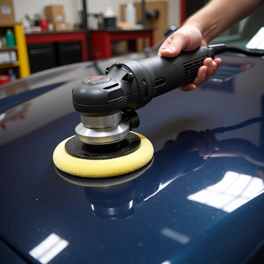 Dual-action polisher in use