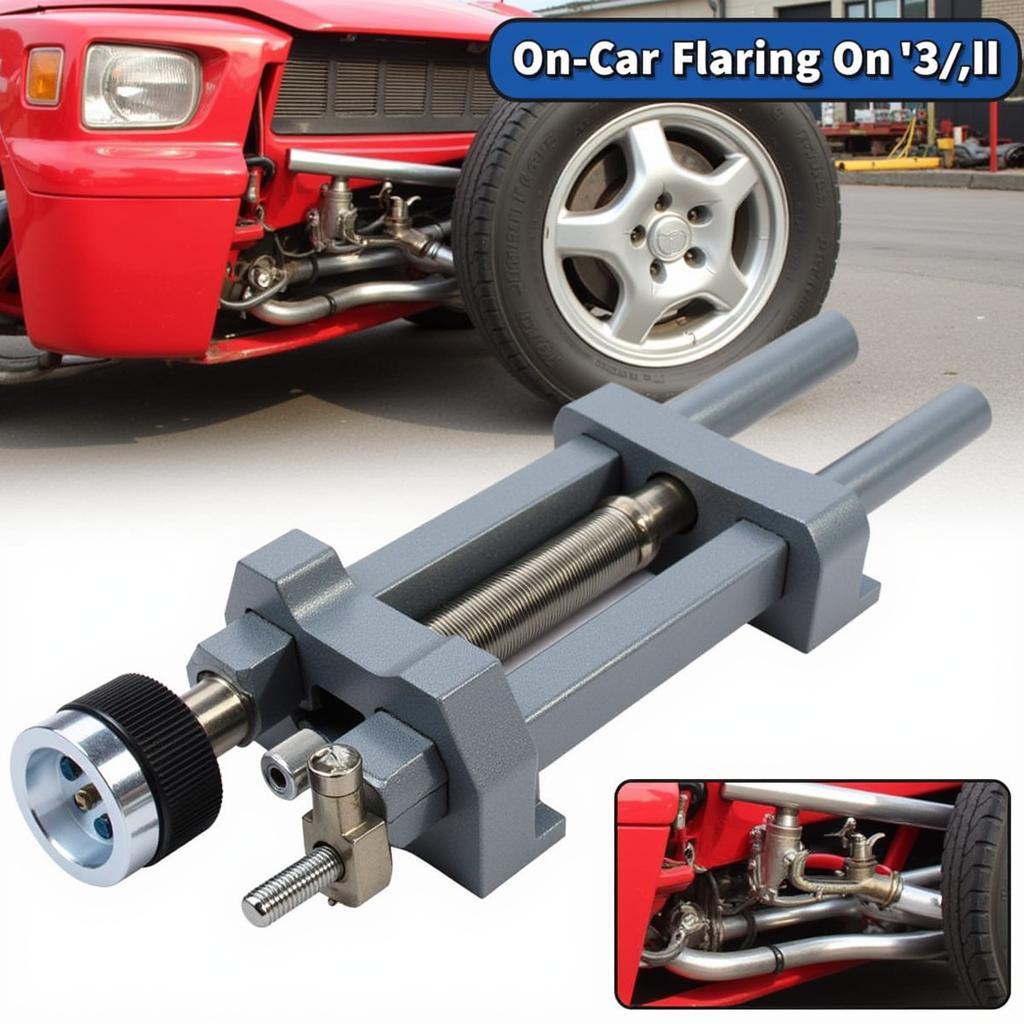 Eastwood On-Car Flaring Tool for 3/16 Tubing in Use