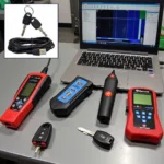 Electronic locksmith tools for car key programming and diagnostics.