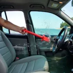 Using an Emergency Car Window Break Tool in a Submerged Car