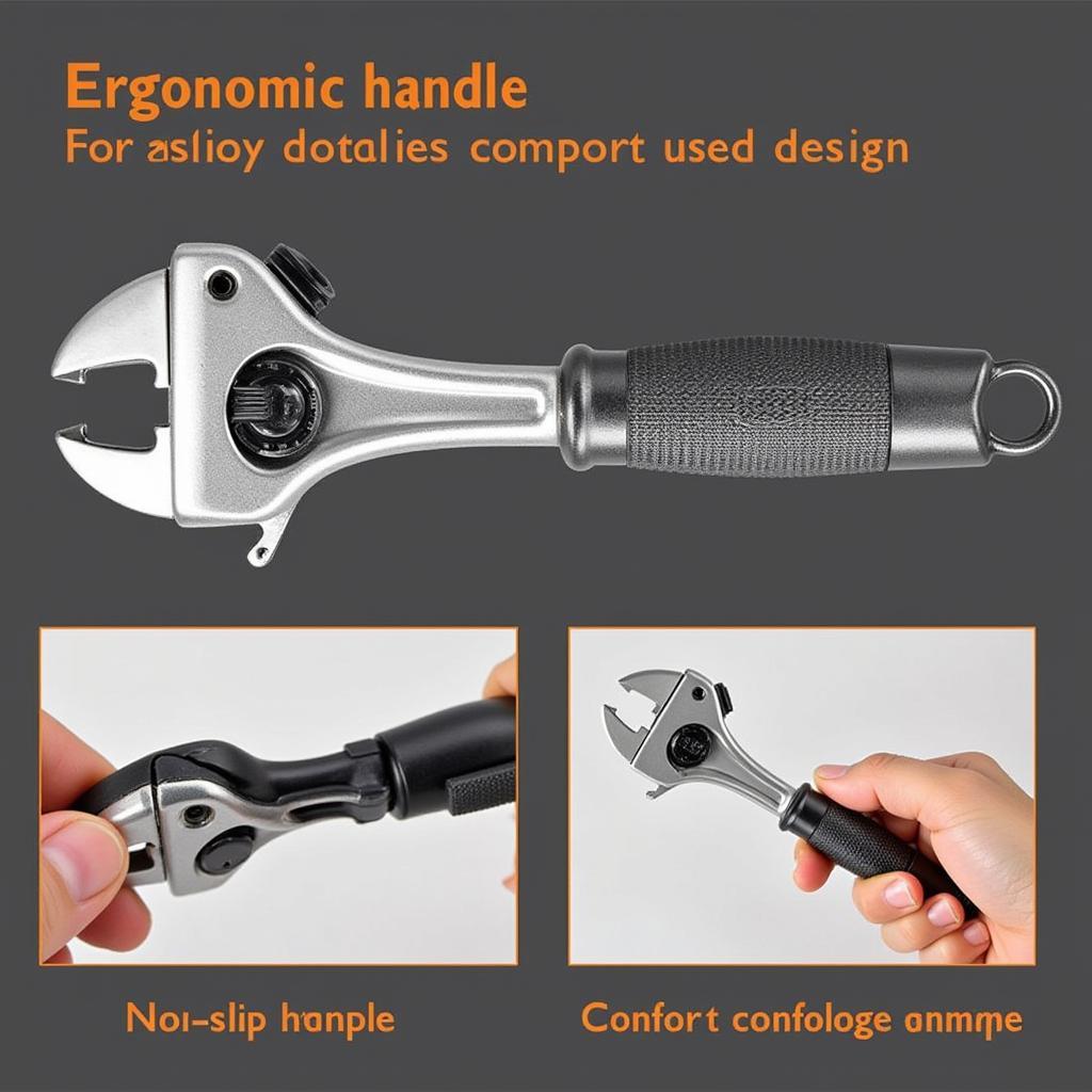 Close-up of a ratchet with an ergonomic handle