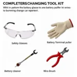 Essential car battery changing tools kit for DIY maintenance.