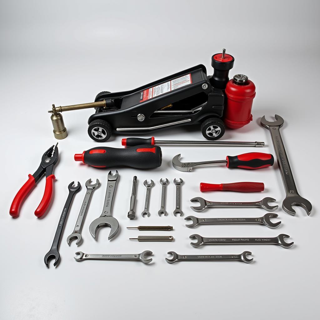 Essential Car Tool Set with Jack, Wrench, Screwdrivers, and Pliers