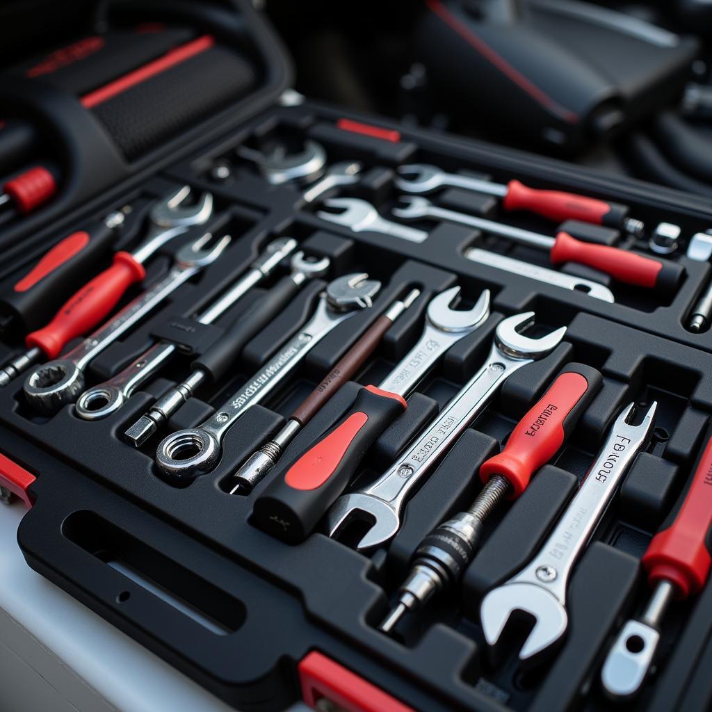 Essential hand tools for car maintenance.