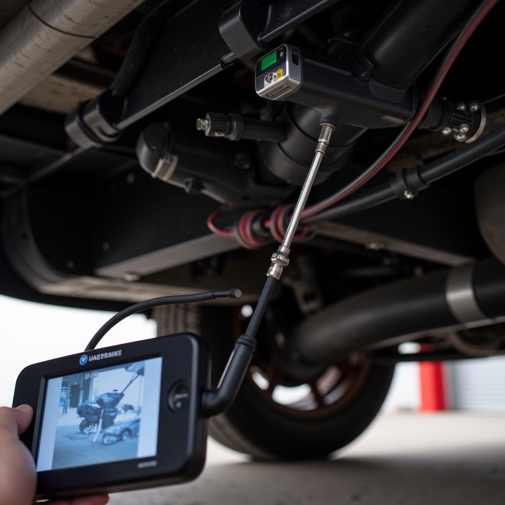 Close-up of a Fiber Optic Inspection Camera being used under a car