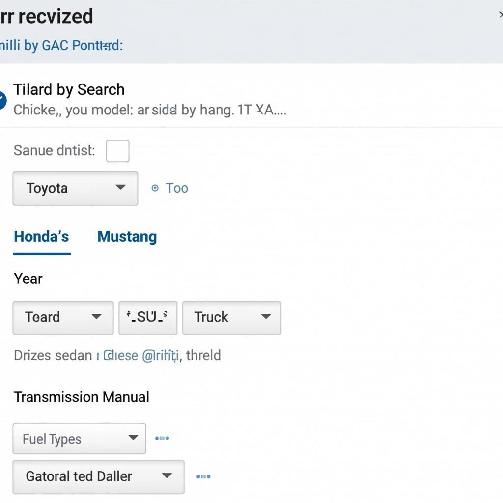 Filtering options available on an online car comparison tool, allowing users to refine their search based on price, make, model, year, and other criteria.