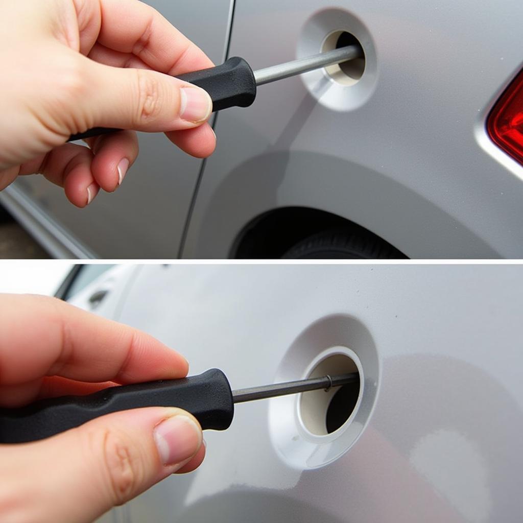 Using a Flathead Screwdriver to Remove a Car Push Pin