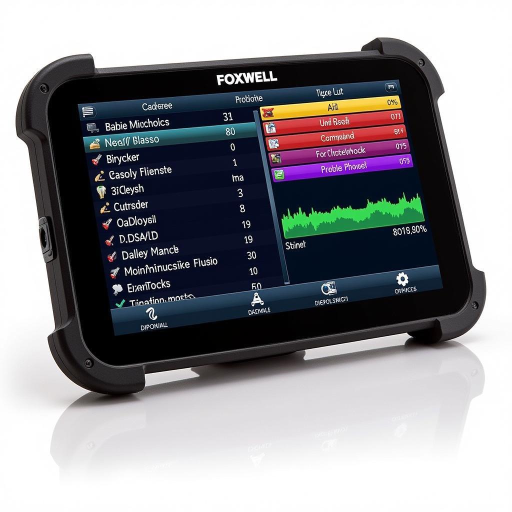 Foxwell scanner screen displaying diagnostic codes and data.