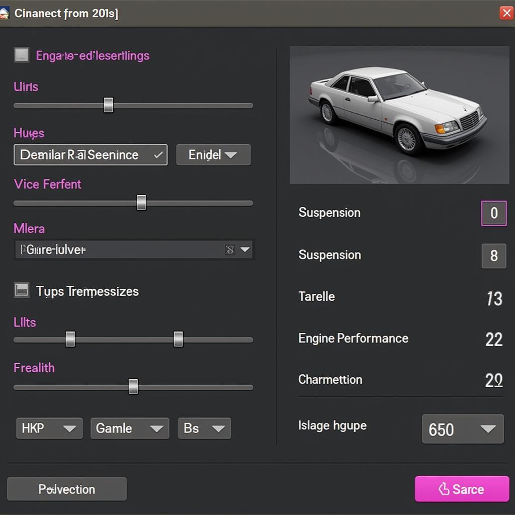 Example of a Free Car Game Mod Tool Interface