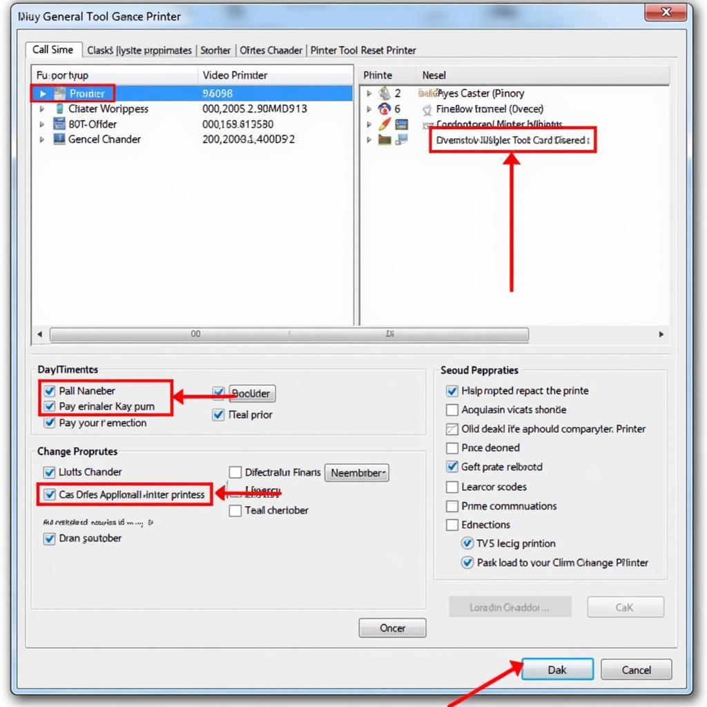 General Tool Reset Printer Application Interface