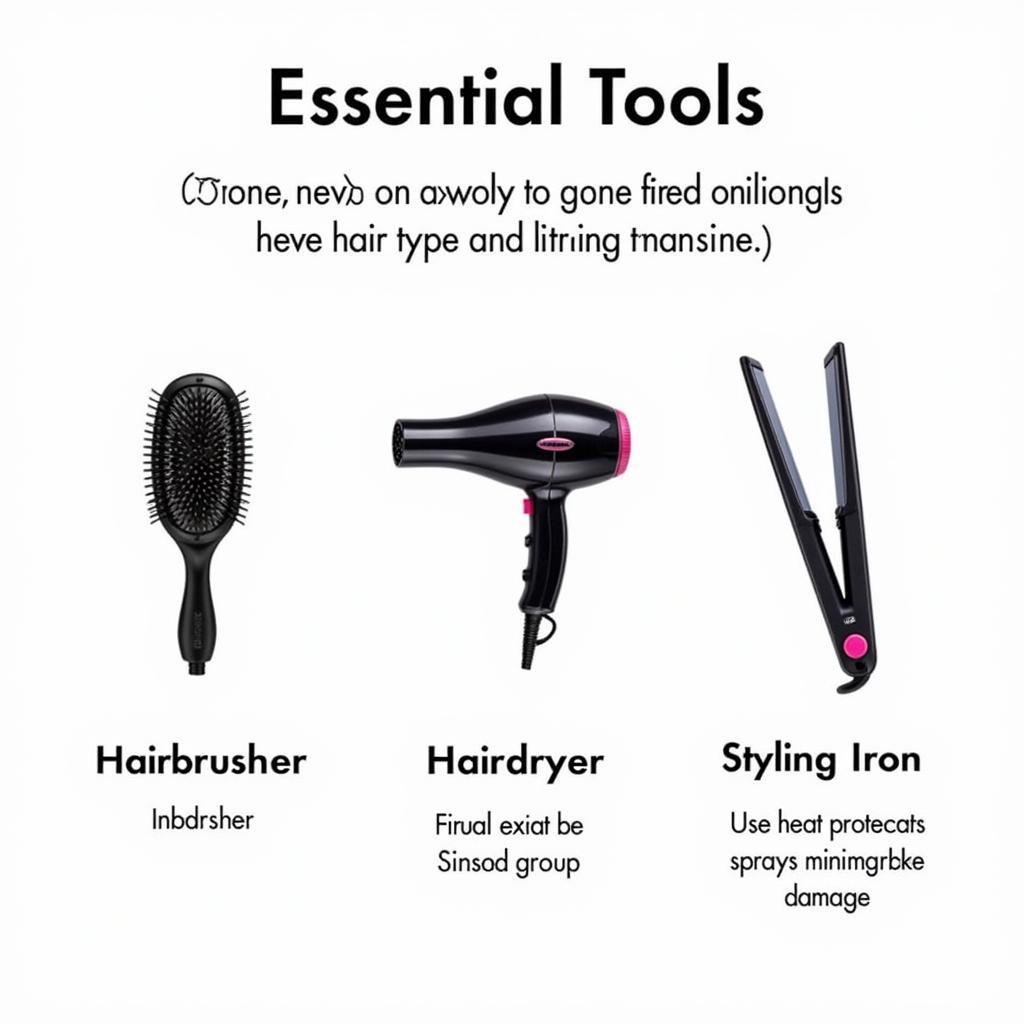 Hair Care Tools: Brush, Hair Dryer, and Styling Iron