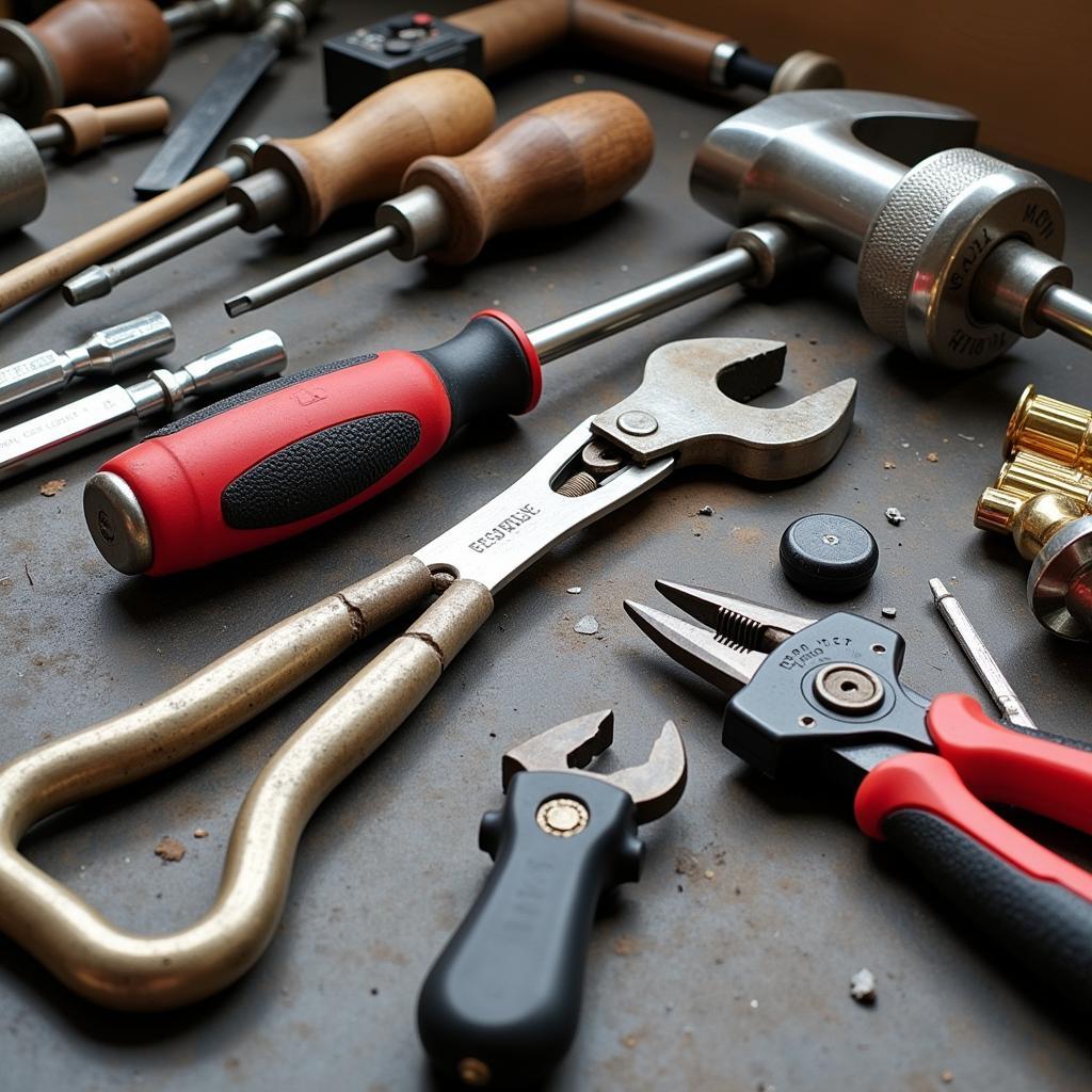 Assorted Hand Tools Essential for Classic Car Restoration Projects