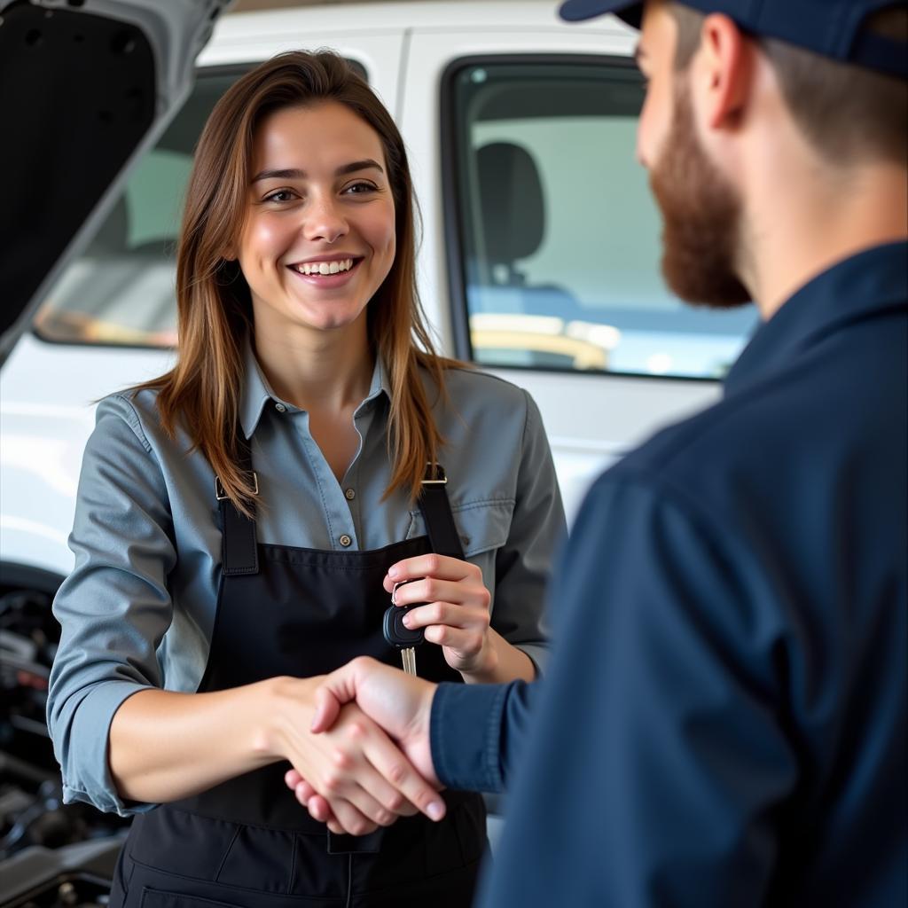 Happy Customer at Auto Repair Shop