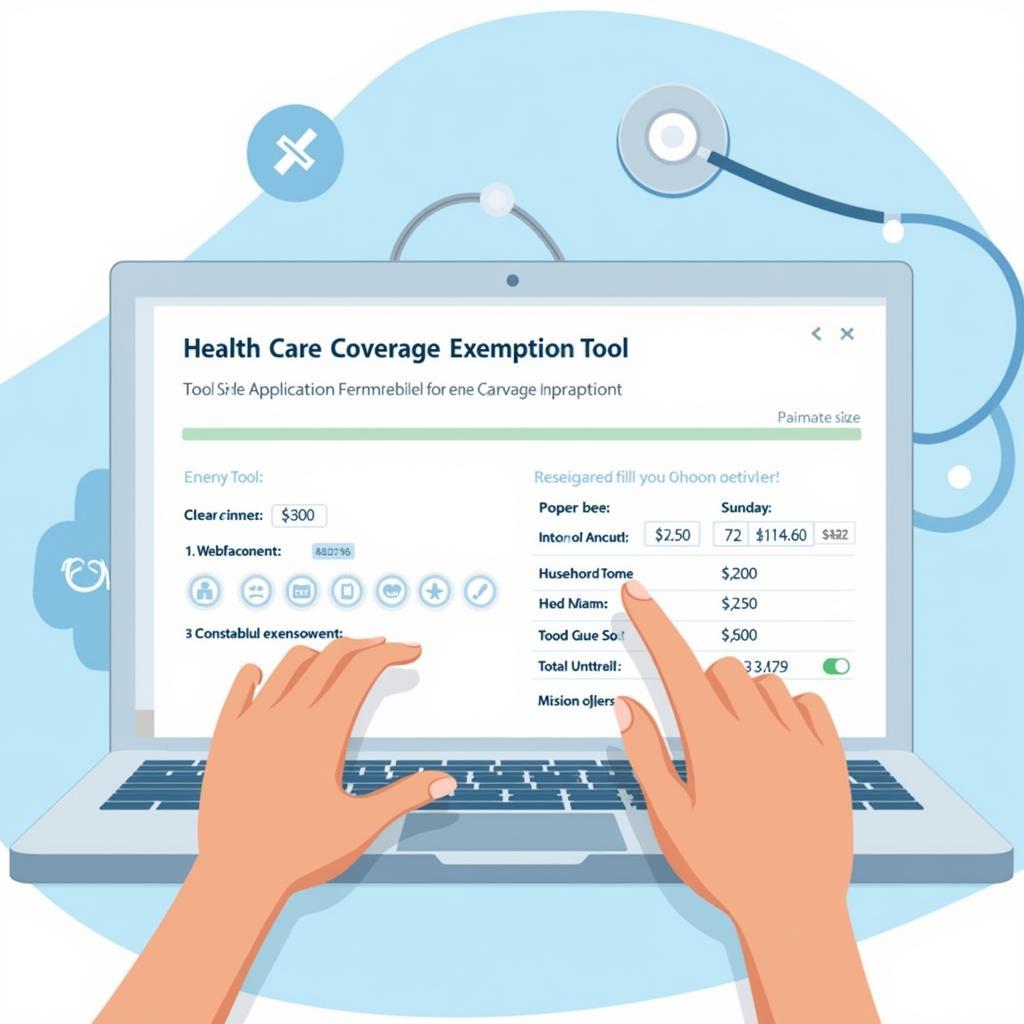 Online application for health care coverage exemption tool