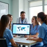 Healthcare professionals using a patient care coordination platform to collaborate