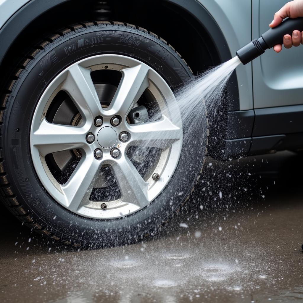 High-Pressure Car Wash in Action